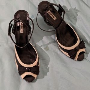 Alfani Black/Bone Ankle Strap Heels - 8.5